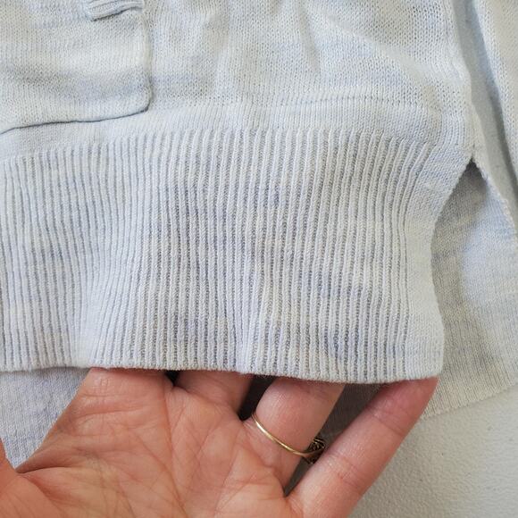 Lululemon Cashmere Hoodie Womens Large Light Blue Grey Knit Thumbholes V Neck - Picture 3 of 7